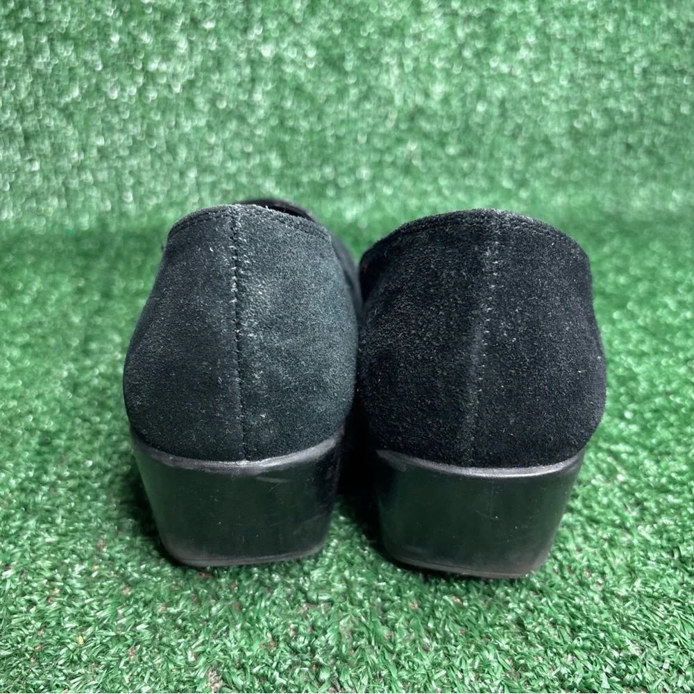 A2 by Aerosoles Womens 6.5 M Black Leather Wedge Loafers‎